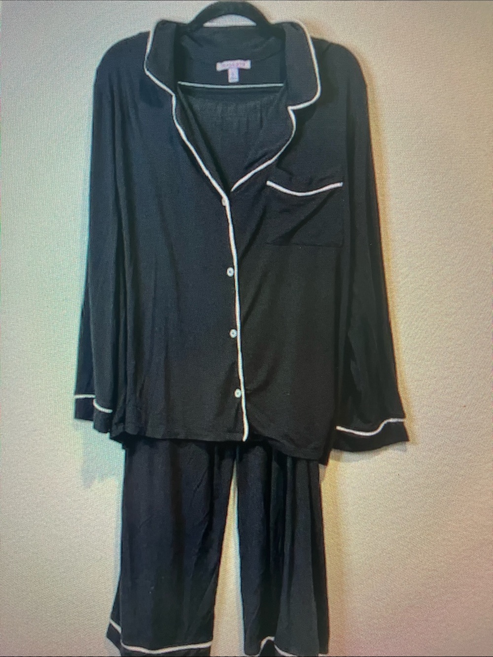Hale Bob Black Pajama Set with White Trim